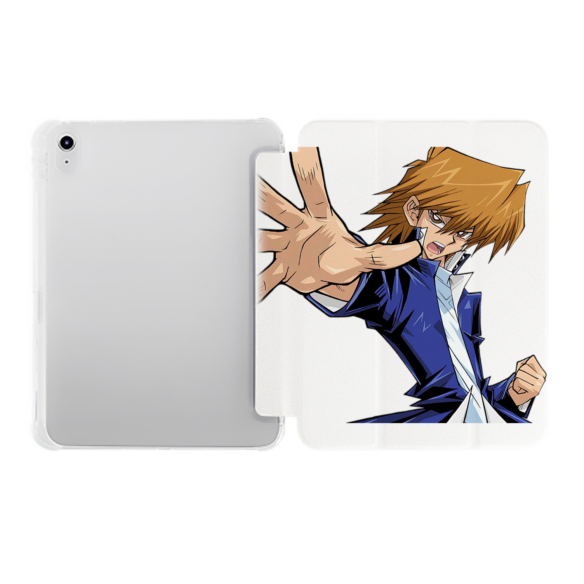 （画像用） 遊☆戯☆王 Yu-Gi-Oh! IPad ケース ペン収納付き 三つ折りスタンド PUレザー×シリコン 対応機種9.5/10.5/10.9インチ